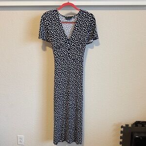 Dorothy Perkins Navy and White Polka Dot Midi Dress
